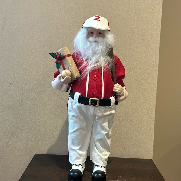 Santa Claus Ready For Baseball With Bag And Gift  Figurine New Christmas Decor - Picture 1 of 6